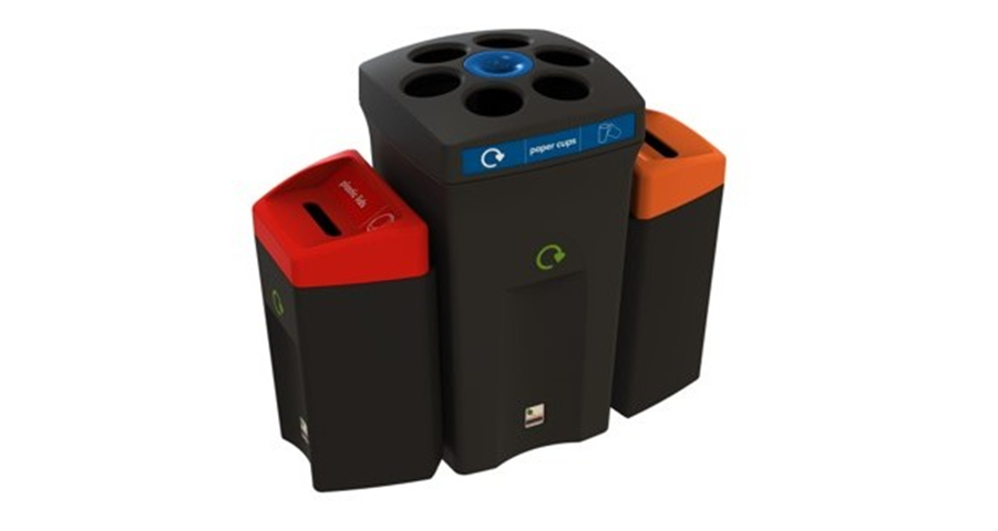 Plastic recycling bins - Recycling bin Envirobin HUB with 3 streams